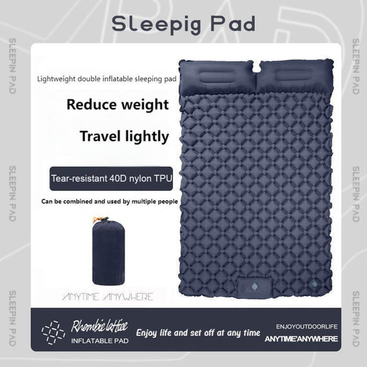 Double Ultralight Camping Sleeping Pad – Foot Pump TPU Inflatable Mat for Tent & Car Travel