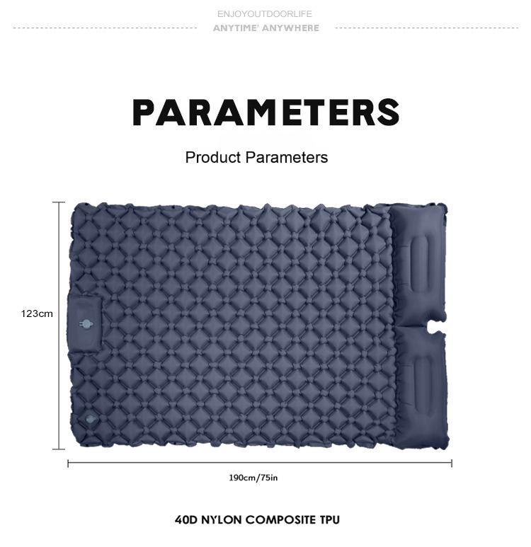 Double Ultralight Camping Sleeping Pad – Foot Pump TPU Inflatable Mat for Tent & Car Travel