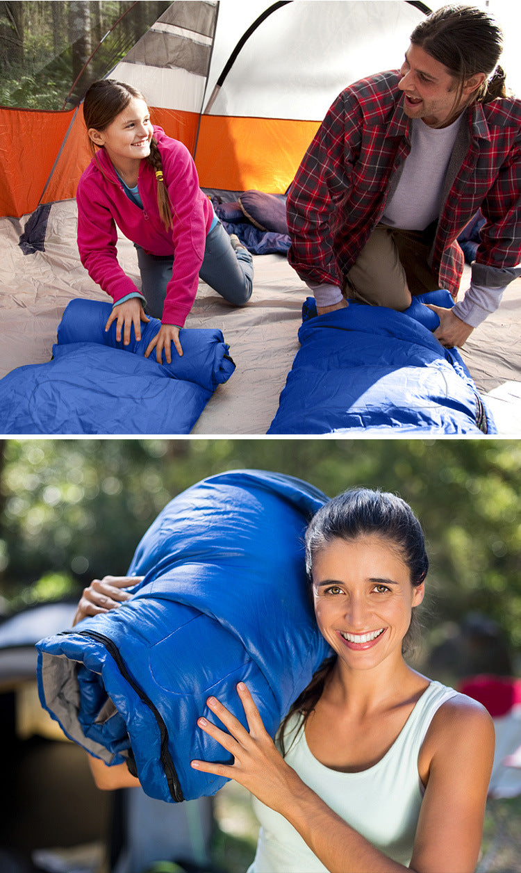 Outdoor camping sleeping bag, thickened adult hollow cotton winter sleeping bag, envelope sleeping bag