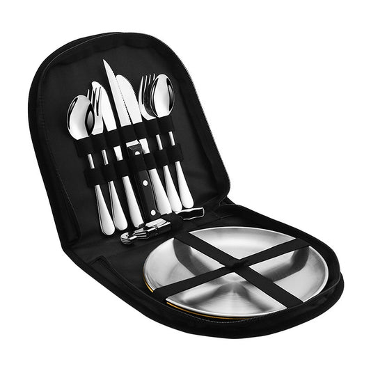 Outdoor Camping Picnic Cookware Bag – Portable Stainless Steel Tableware Organizer for Hiking & Travel