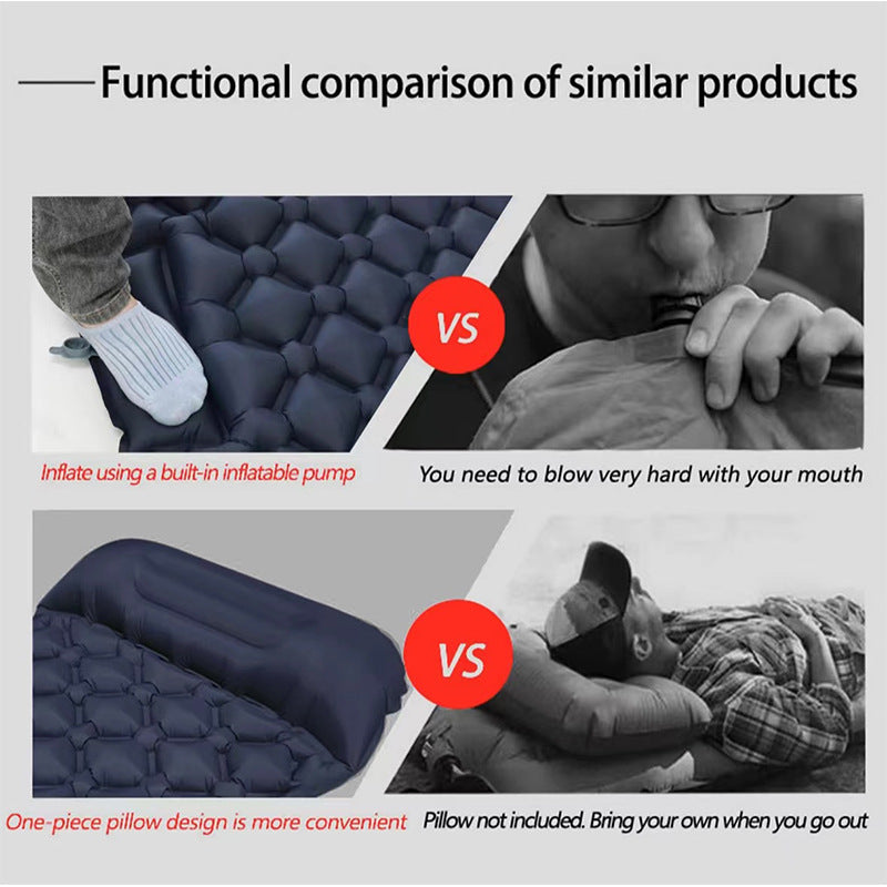 Ultralight Foot-Press Inflatable Sleeping Pad – Compact Waterproof Camping Air Mattress (800g, 2600cm³) for Solo Hiking & Backpacking