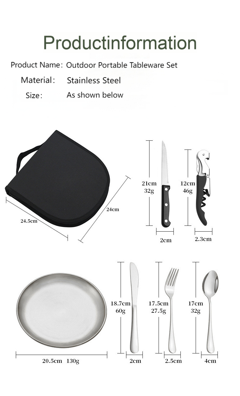 Outdoor Camping Picnic Cookware Bag – Portable Stainless Steel Tableware Organizer for Hiking & Travel