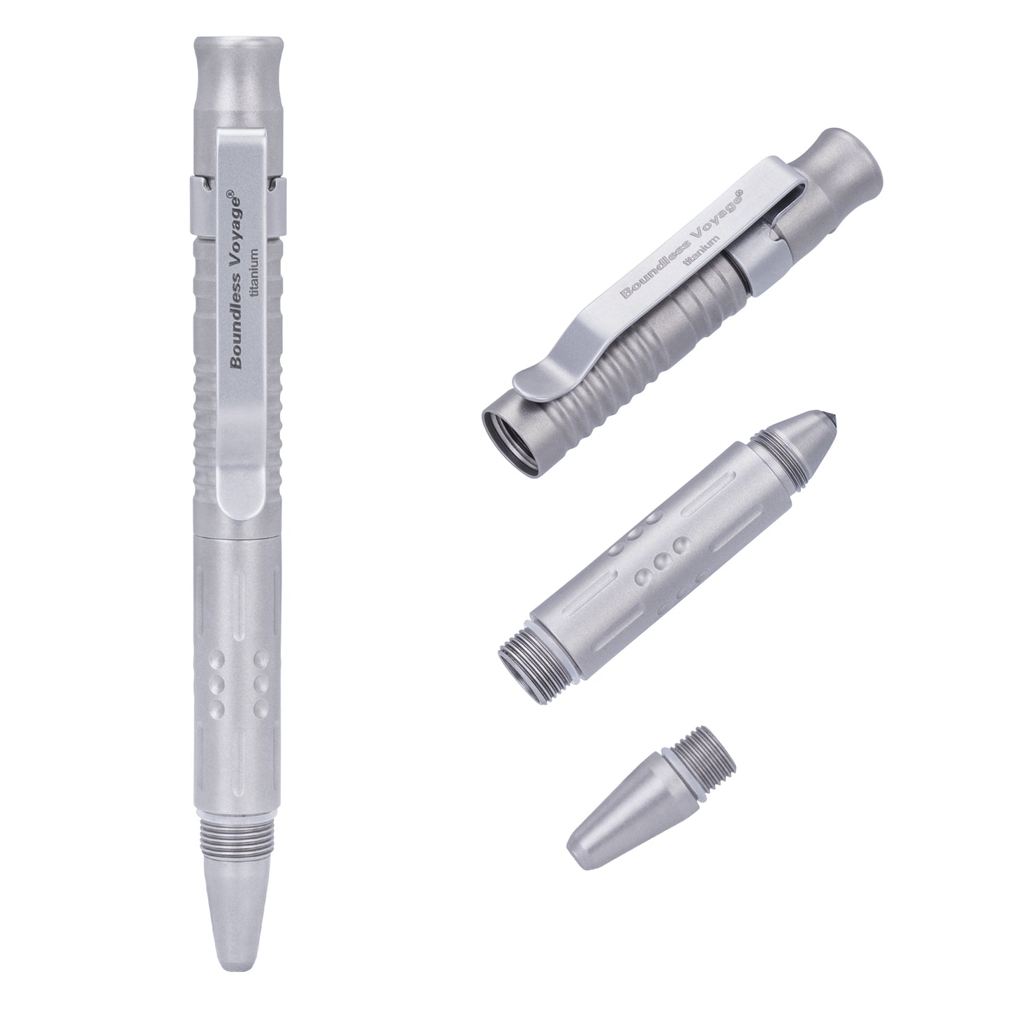 Boundless Voyage Titanium Multifunctional Pen 3-in-1 Outdoor Whistle + Car Window Breaker + Survival Self-Defense Tool