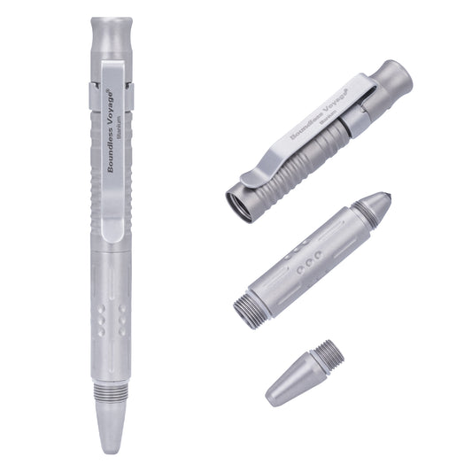 Boundless Voyage Titanium Multifunctional Pen 3-in-1 Outdoor Whistle + Car Window Breaker + Survival Self-Defense Tool