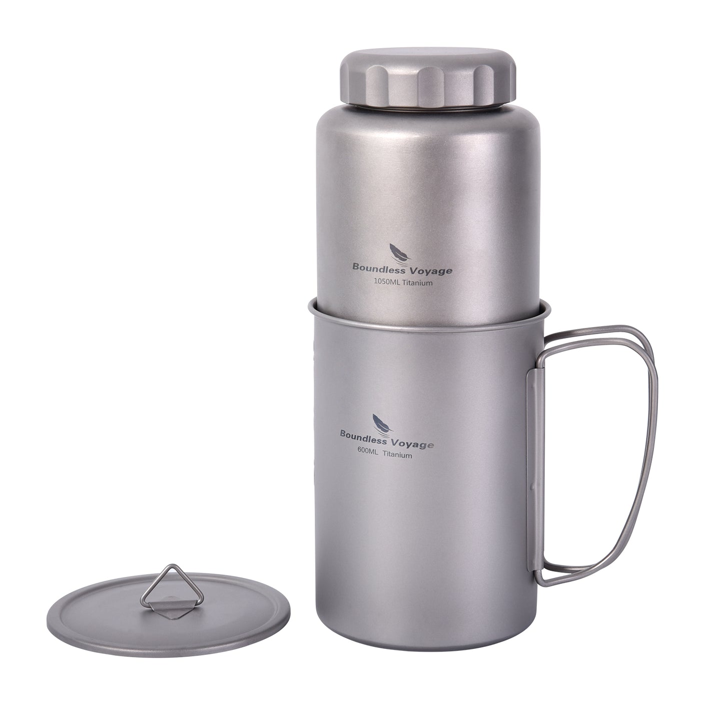 Boundless Voyage Titanium Bottle with Nesting Cup Lightweight Portable for Hiking Camping Picnic