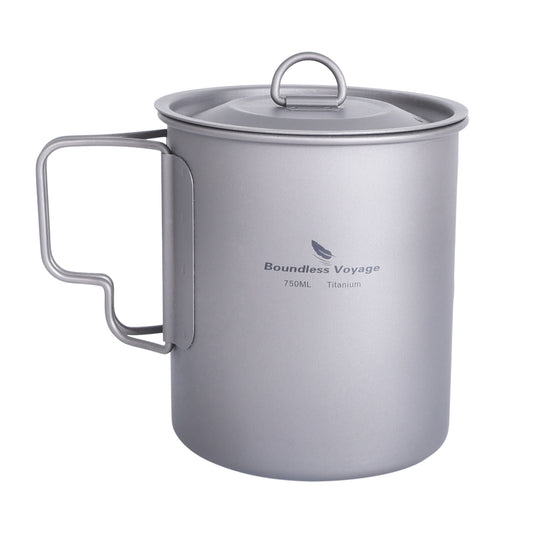 Titanium 750ml Hanging Cup Mug with Folding Handle Outdoor Camping Hiking Picnic Cooking Pot Ultralight Portable