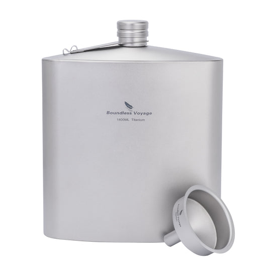 Boundless Voyage Titanium Flask Bottle 1400ML Big Capacity Sports Drinkware With TItanium Funnel  for Outdoor Camping Hiking