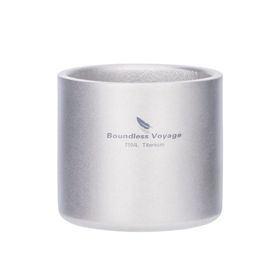 Boundless Voyage Titanium Double-wall Mug Cup Backpacking Portable Camping Cup 75ml Lightweight Heat Resistant Coffee Mug Tea Cup with Storage Bag for Hiking Picnic Travel or Daily Use