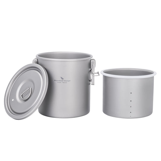Boundless Voyage Pure Titanium Camping Pot – Ultralight Cookware for Outdoor, Hiking & Travel