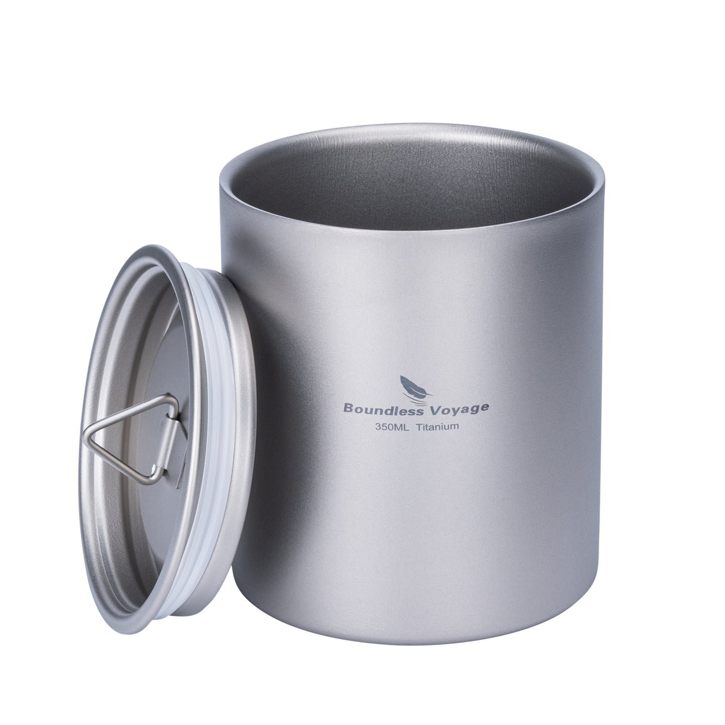 Boundless Voyage Double Walled Titanium Cup with Lid Outdoor Indoor Anti-scalding Mug Tableware 350ml