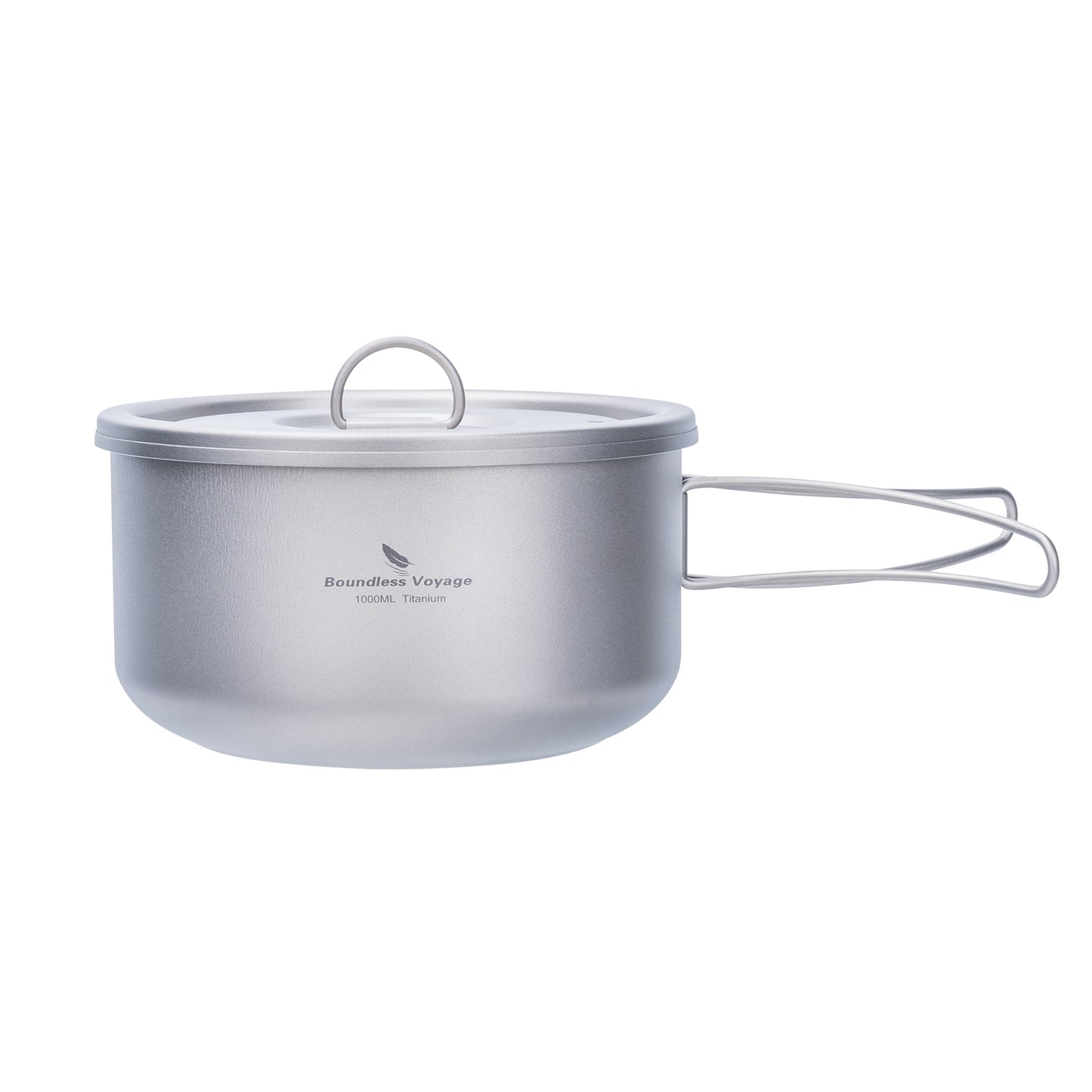 Boundless Voyage 1000ml Titanium Pot with Lid Outdoor Camping Individual Soldier Pot Single Layer Lunch Box with Folding Handle Portable Backpacking Cup