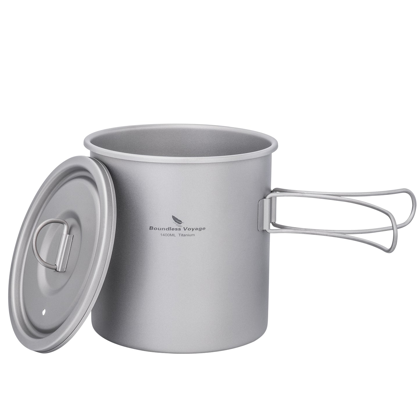 Boundless Voyage Titanium Camping Pot 1400ml Ultralight Backpacking Cookware with Folding Handle & Lid for Backpackers, Hikers & Outdoor Enthusiasts