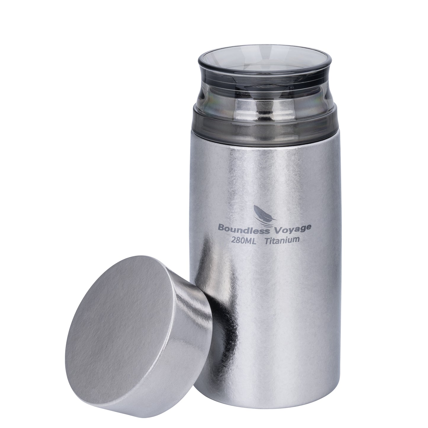 Boundless Voyage 280ml Titanium Vacuum Flask Small Insulated Bottle Portable Car Travel Coffee Tea Cup Keeps Hot or Cold Mini Sports Water Bottle for Chlid Girls Ti3014D