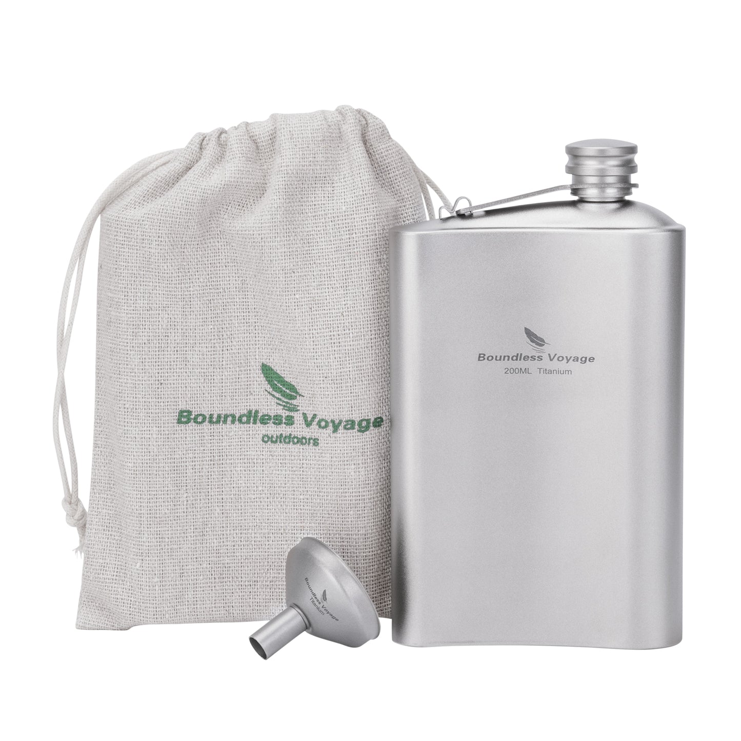 Boundless Voyage Titanium Flask 200ml- Ultralight & Durable Camping Essential - Flavor-Resistant Flask Bottle for Whiskey Vodka Wine Outdoor Travel Equipment