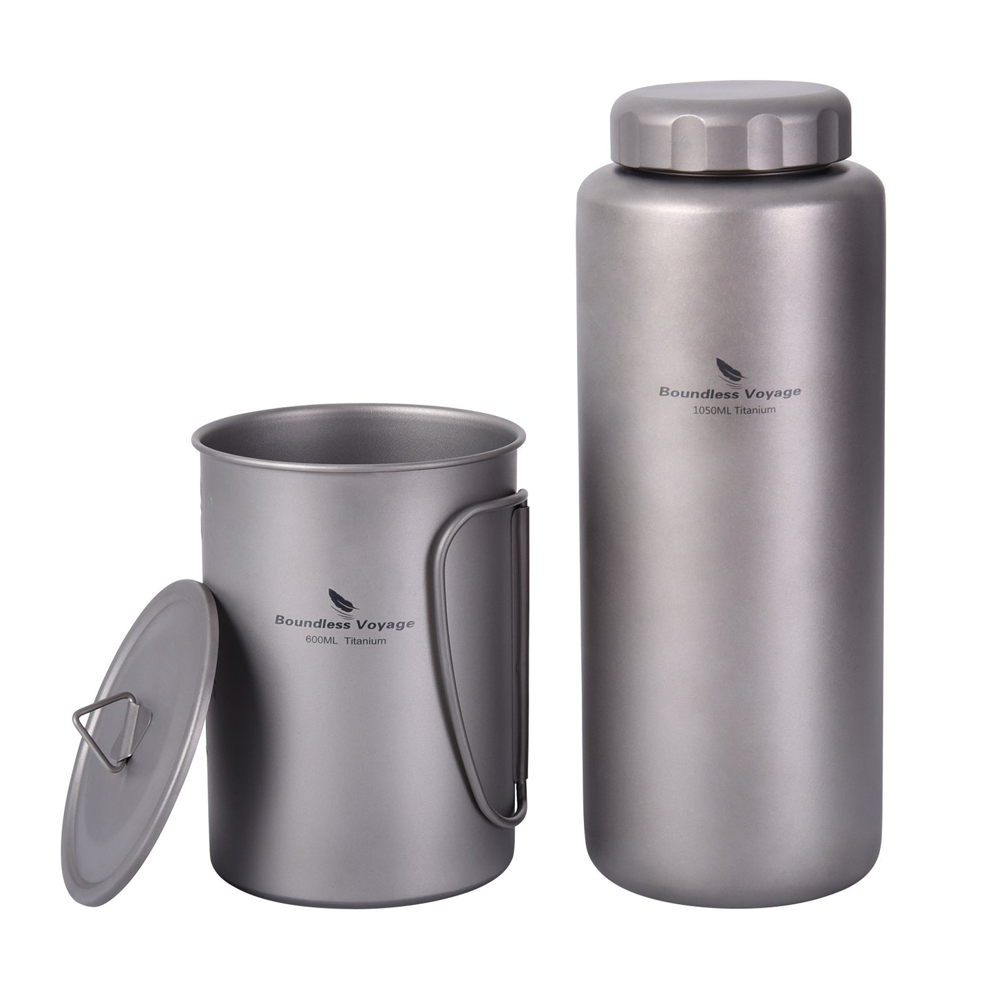 Boundless Voyage Titanium Bottle with Nesting Cup Lightweight Portable for Hiking Camping Picnic