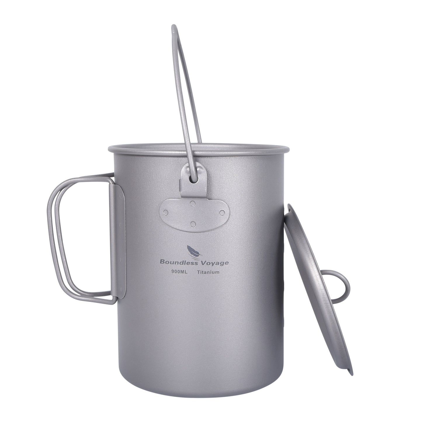 Boundless Voyage Titanium 900ml Camping Mug Pot – Ultralight Hanging Cup with Folding Handle for Hiking, Backpacking, Outdoor Cooking