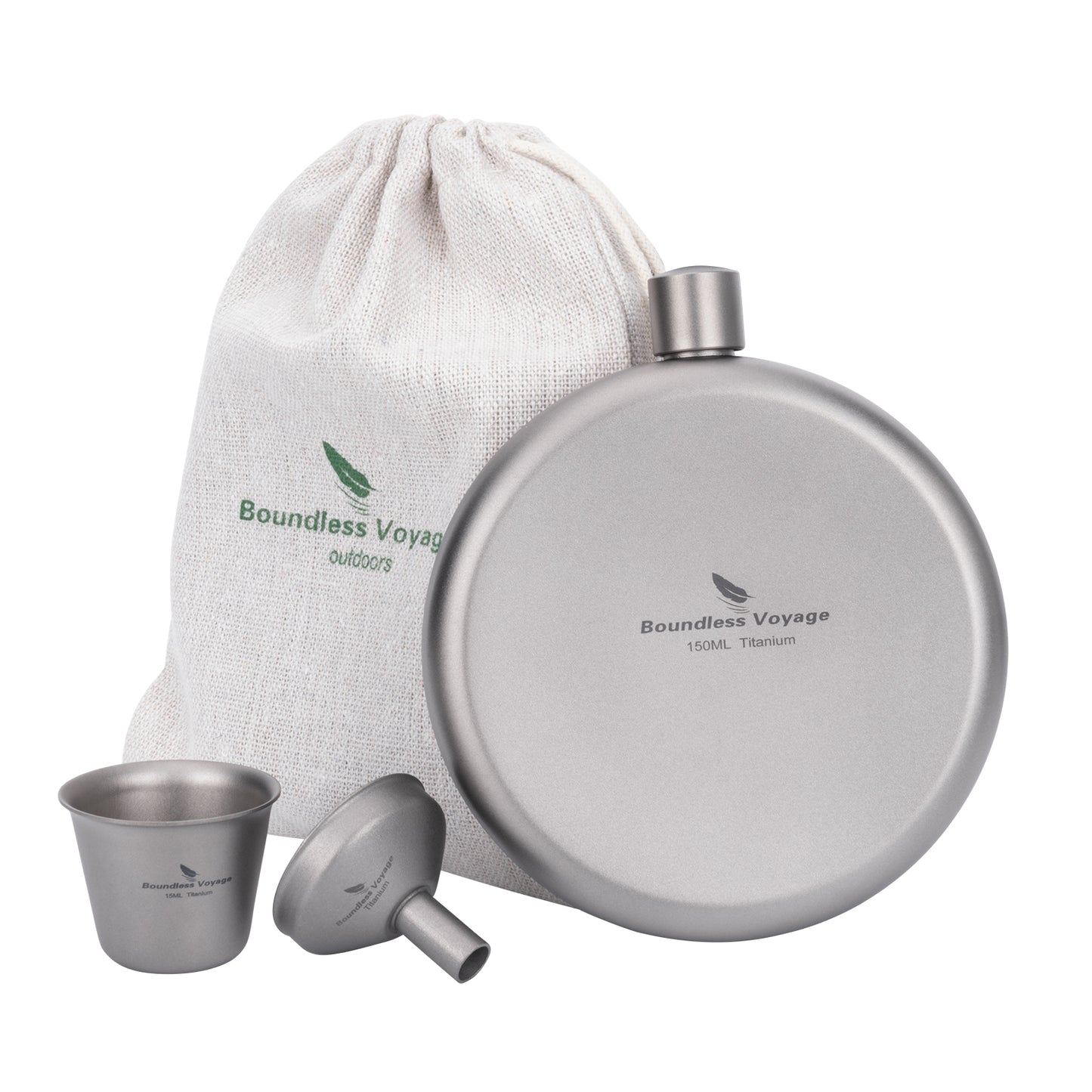 Boundless Voyage Camping Titanium Hip Flask Portable Round Wine Bottle With Funnel Whiskey Alcohol Drink ware Accessories