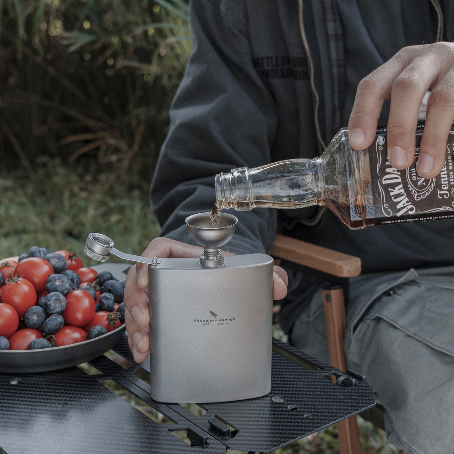 Boundless Voyage Titanium Funnel Flagon Accessories Multi-use Kitchen Funnel for Transferring Liquid, Fluid, Cooking Oils, Jam & Powder