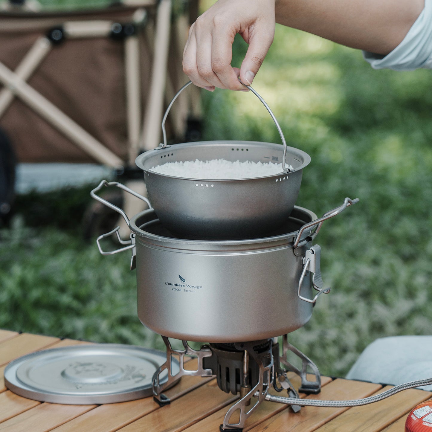 Boundless Voyage Titanium Outdoor Cooking Pot – Ultralight Multi-Purpose Camping Cookware