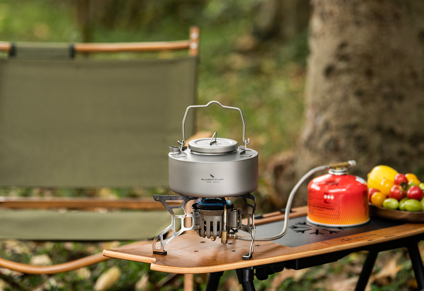 Boundless Voyage Camping Single-layer Titanium Kettle with Folding Handle 700ML Durable Bushcraft Gear Open Fire Kettle