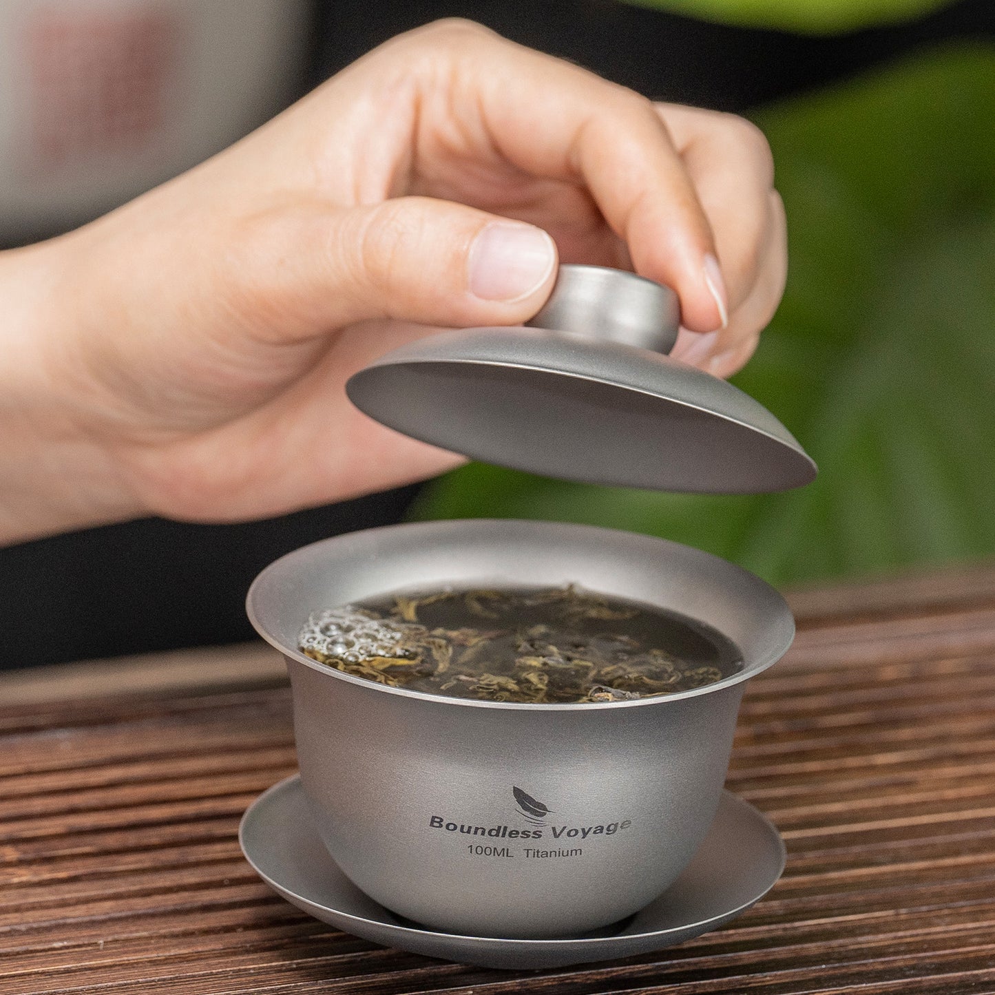 Boundless Voyage Titanium Double-Walled Teapot Chinese Traditional Three-talent Covered Bowl Triad Lid Bowl Kung Fu Gaiwan Anti-Scalding Tea Bowl Tea Set