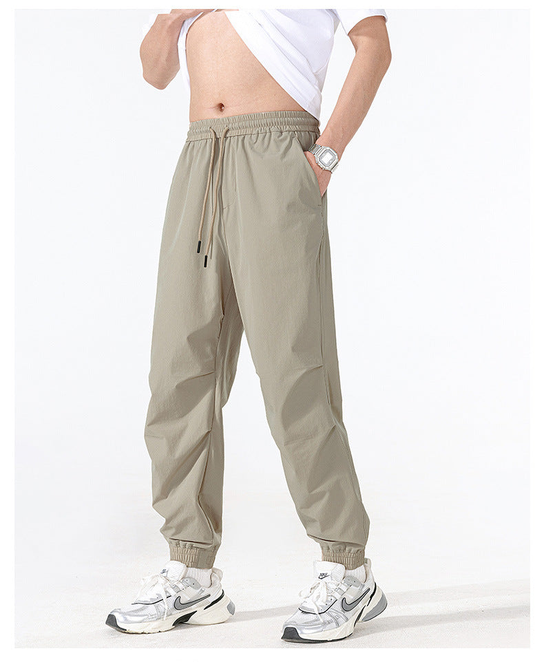 Unisex Summer Quick-Dry Joggers – Loose Fit, Long Pants for Outdoor Hiking & Casual Wear, Drawstring Cuffed Ankles