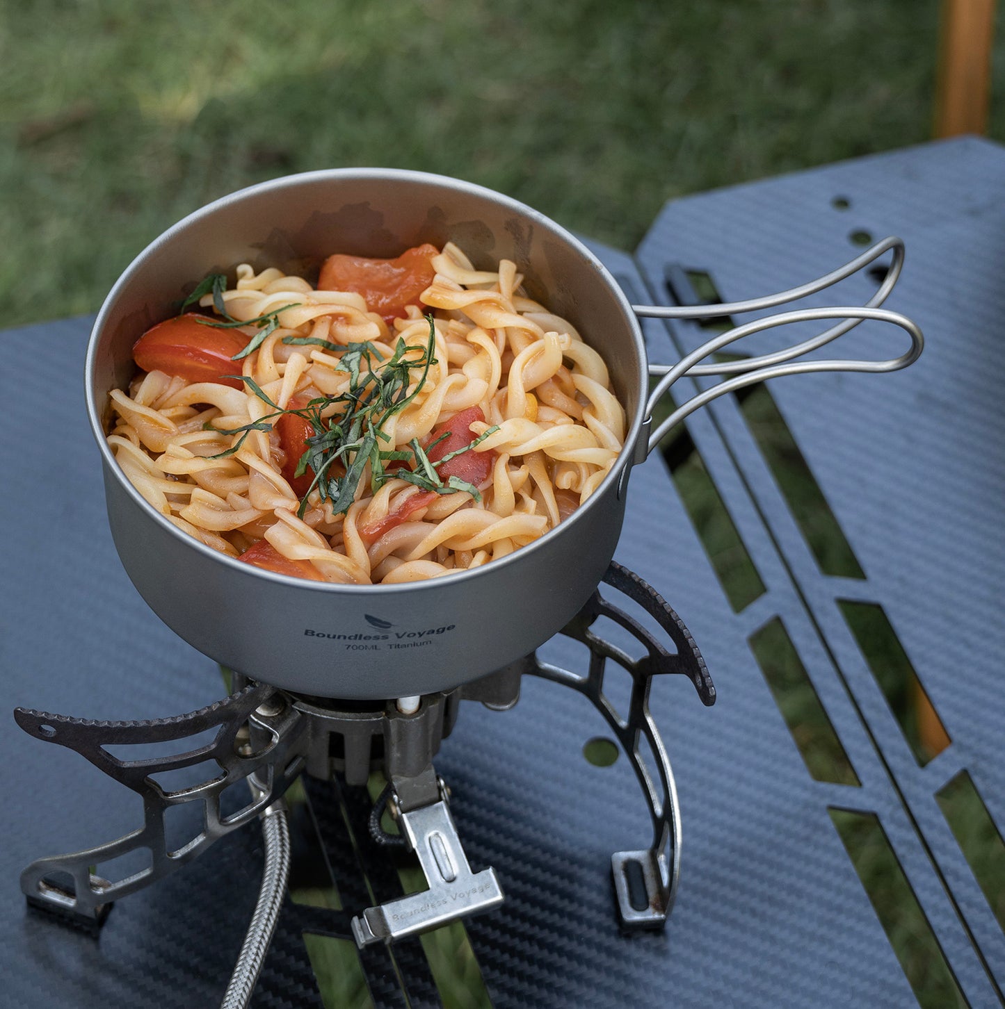 Boundless Voyage Titanium Pot Pan Set with Collapsible Folding Handle Ultralight Tableware Outdoor Dinnerware Set 3pcs