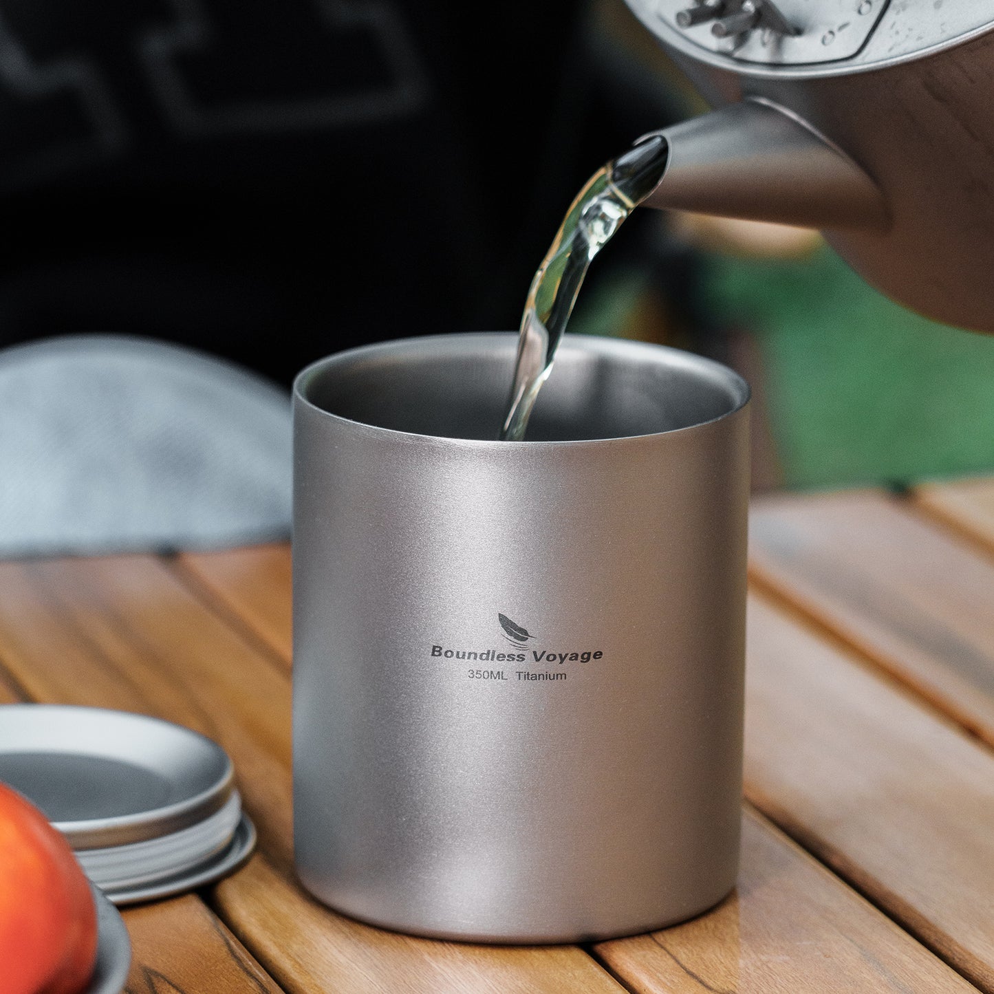 Boundless Voyage Double Walled Titanium Cup with Lid Outdoor Indoor Anti-scalding Mug Tableware 350ml