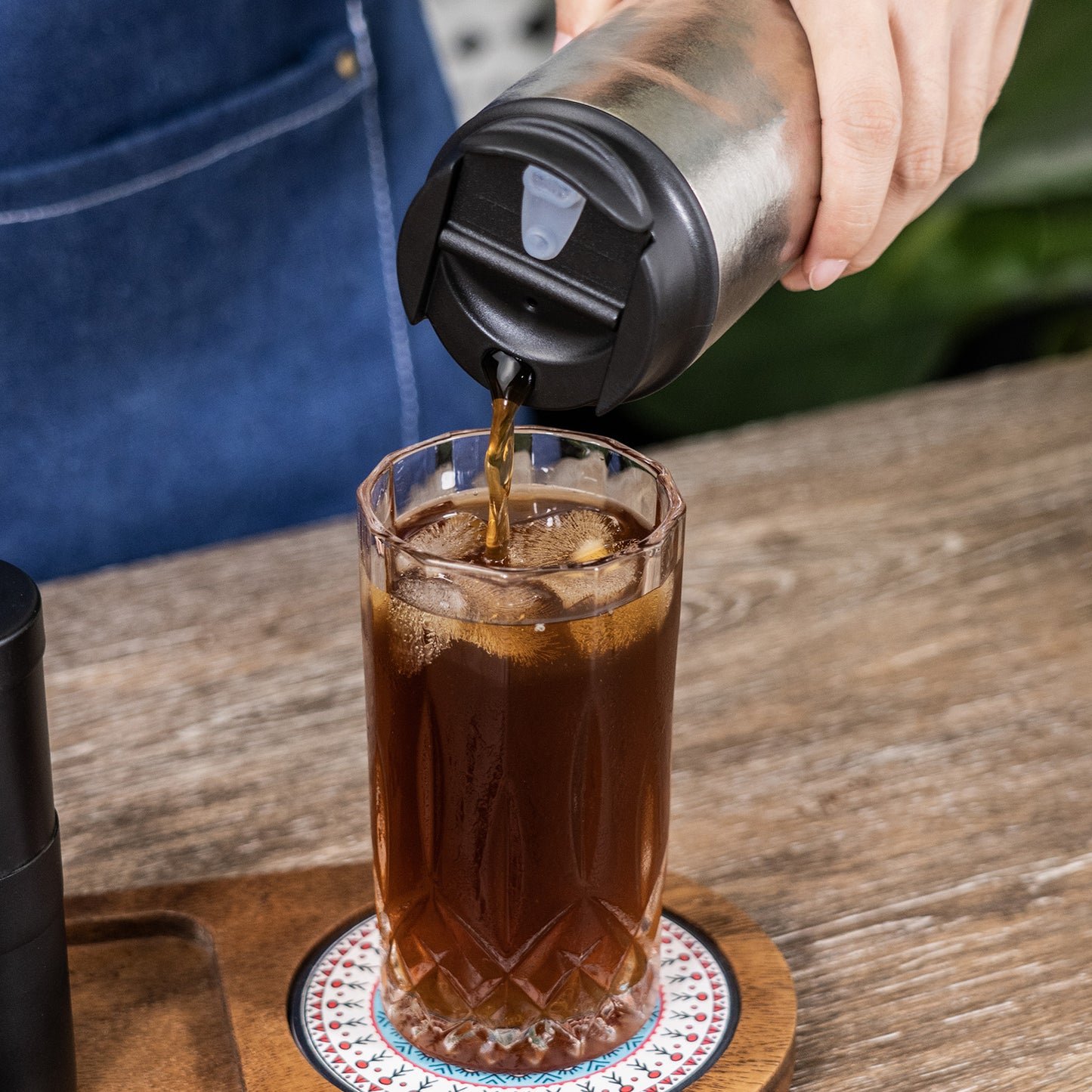 Boundless Voyage Titanium French Press Coffee Tumbler Thermos with Lid Double-Walled Insulated Water Bottle Mug 450ml