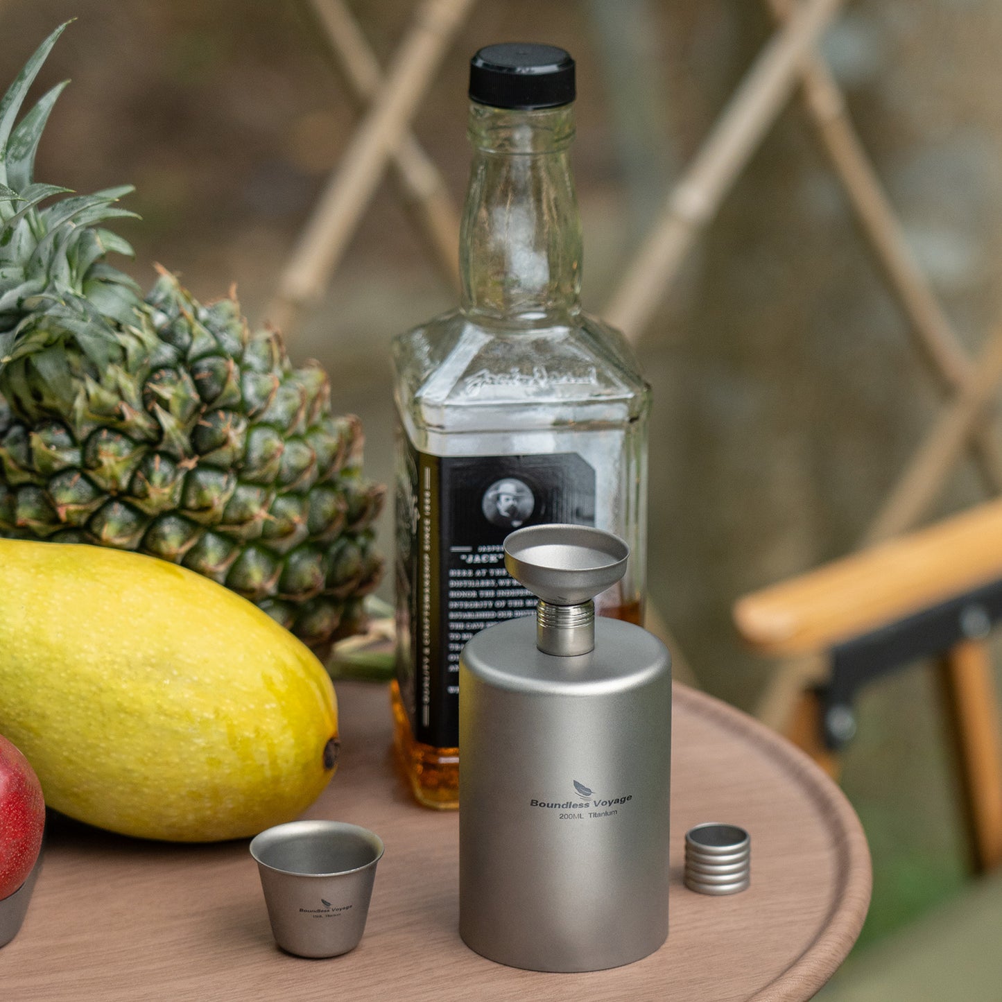 Boundless Voyage 200ml Titanium Pocket Flagon – Portable Camping Flask, Lightweight Hip Flask for Outdoor Adventures, Picnics, & Sports