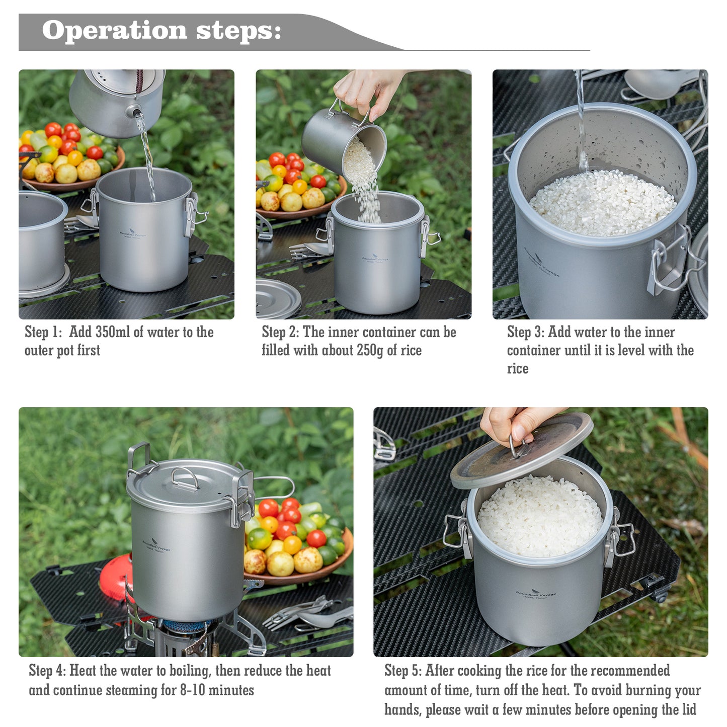 Boundless Voyage Pure Titanium Camping Pot – Ultralight Cookware for Outdoor, Hiking & Travel