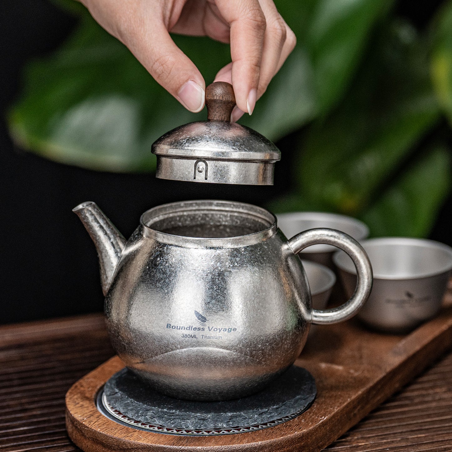 Boundless Voyage Titanium Kungfu Teapot with Lid and Handle Camping Coffee & Tea Pot for Outdoor Backpacking Hiking Teapot 380ml