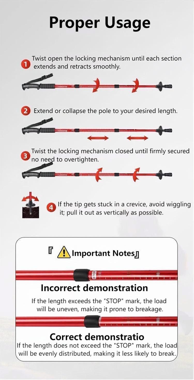 Adjustable Aluminum Trekking Pole – Lightweight Hiking & Walking Stick with Ergonomic Grip