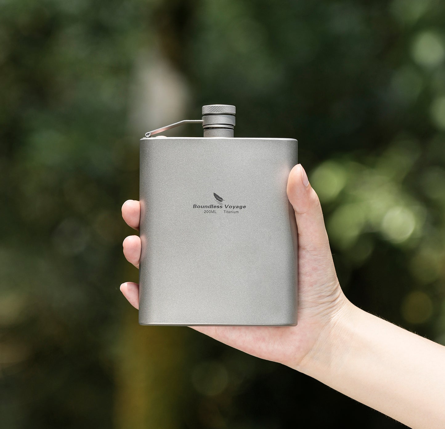 Boundless Voyage Titanium Flask with Cup 200ml Ultralight Pocket Hip Flask for Outdoor Camping Hiking