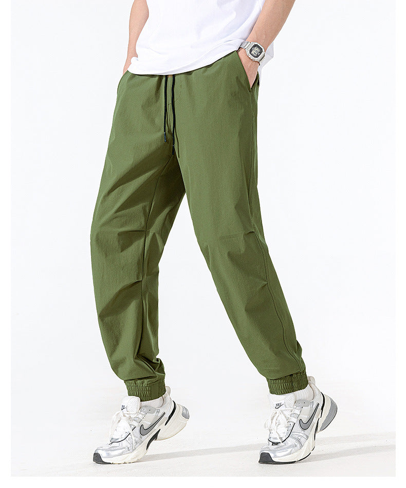 Unisex Summer Quick-Dry Joggers – Loose Fit, Long Pants for Outdoor Hiking & Casual Wear, Drawstring Cuffed Ankles