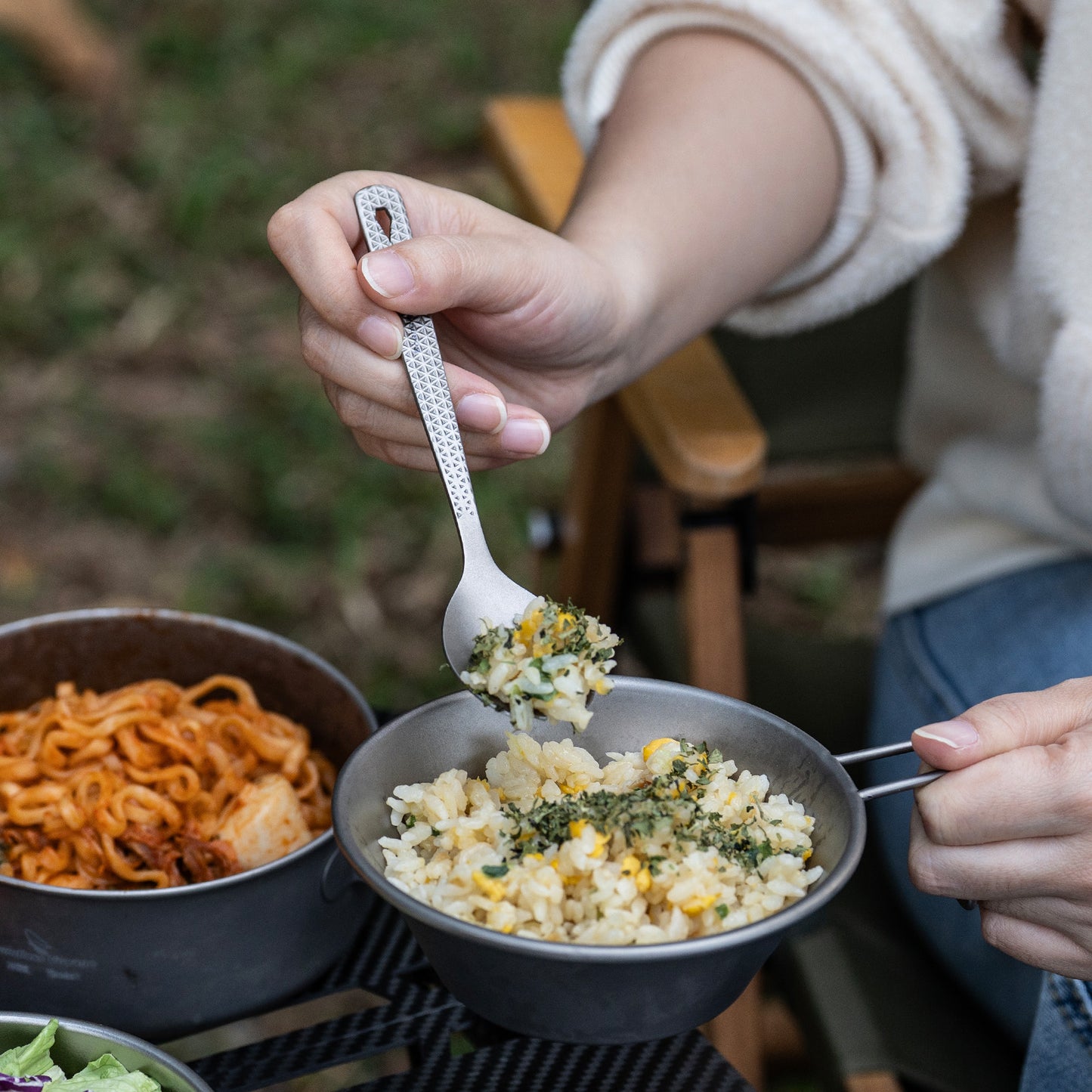 Boundless Voyage Titanium 2-in-1 Spork – Ultralight Camping & Travel Cutlery Non-Coated & Dishwasher Safe