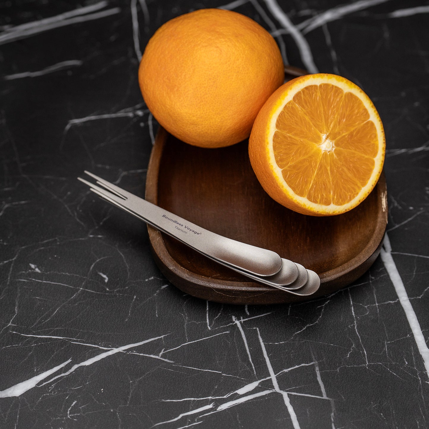 Boundless Voyage Titanium Dual-Use Fork Spoon Set – 5pcs Ultralight (5.6g Each), Camping Cutlery with Drawstring Bag for Fruit, Coffee, Ice Cream & Outdoor Travel