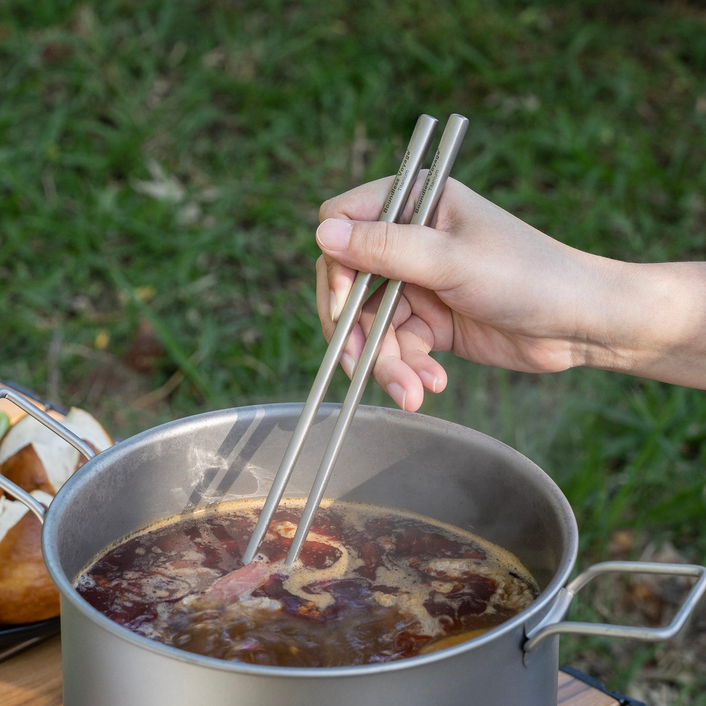 Boundless Voyage Titanium Knife Spoon Fork Chopsticks Set Outdoor Camping Ultralight Cutlery for Soup Meal Portable Tableware