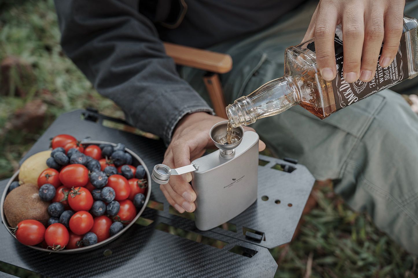 Boundless Voyage Titanium Funnel Flagon Accessories Multi-use Kitchen Funnel for Transferring Liquid, Fluid, Cooking Oils, Jam & Powder