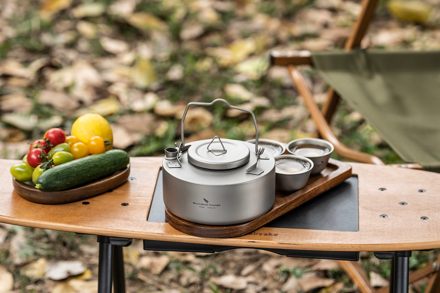 Boundless Voyage Camping Single-layer Titanium Kettle with Folding Handle 700ML Durable Bushcraft Gear Open Fire Kettle