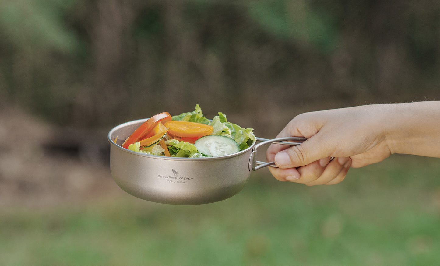 Boundless Voyage Titanium Bowl Pan Set Outdoor Camping Picnic Ultralight Cookware Dish Frying Pan Mess Kit 3pcs