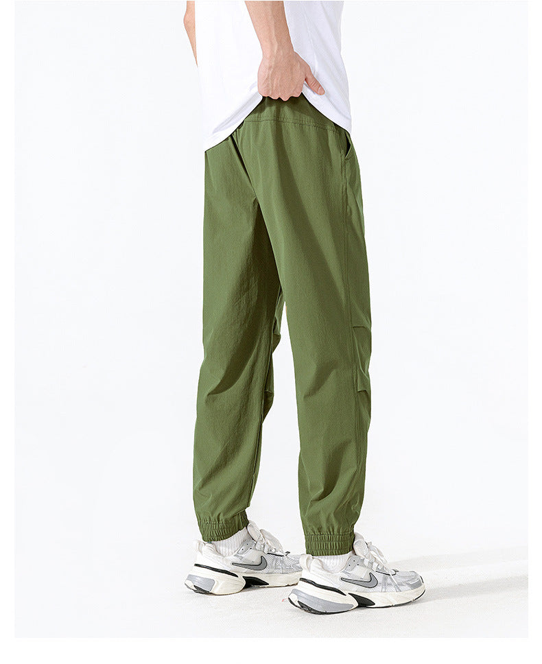 Unisex Summer Quick-Dry Joggers – Loose Fit, Long Pants for Outdoor Hiking & Casual Wear, Drawstring Cuffed Ankles
