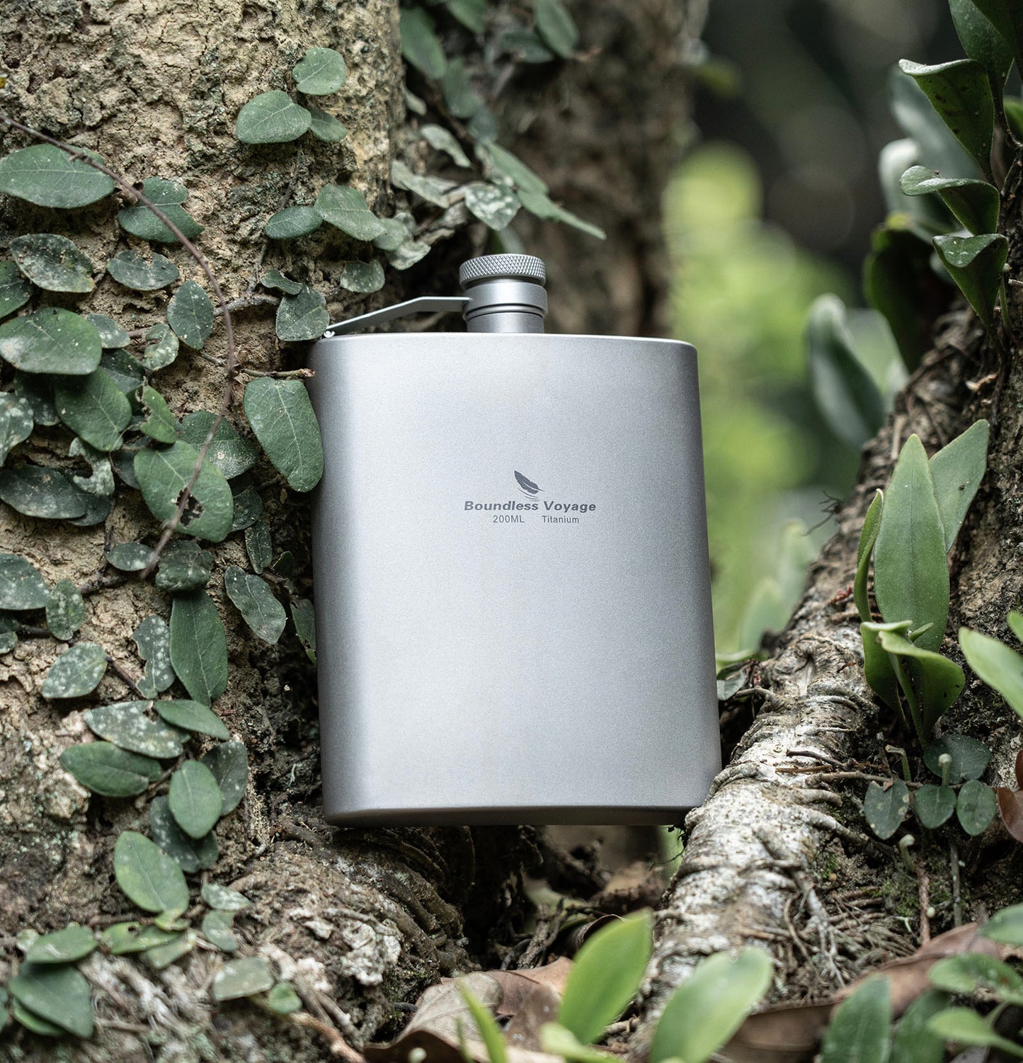 Boundless Voyage Titanium Flask with Cup 200ml Ultralight Pocket Hip Flask for Outdoor Camping Hiking