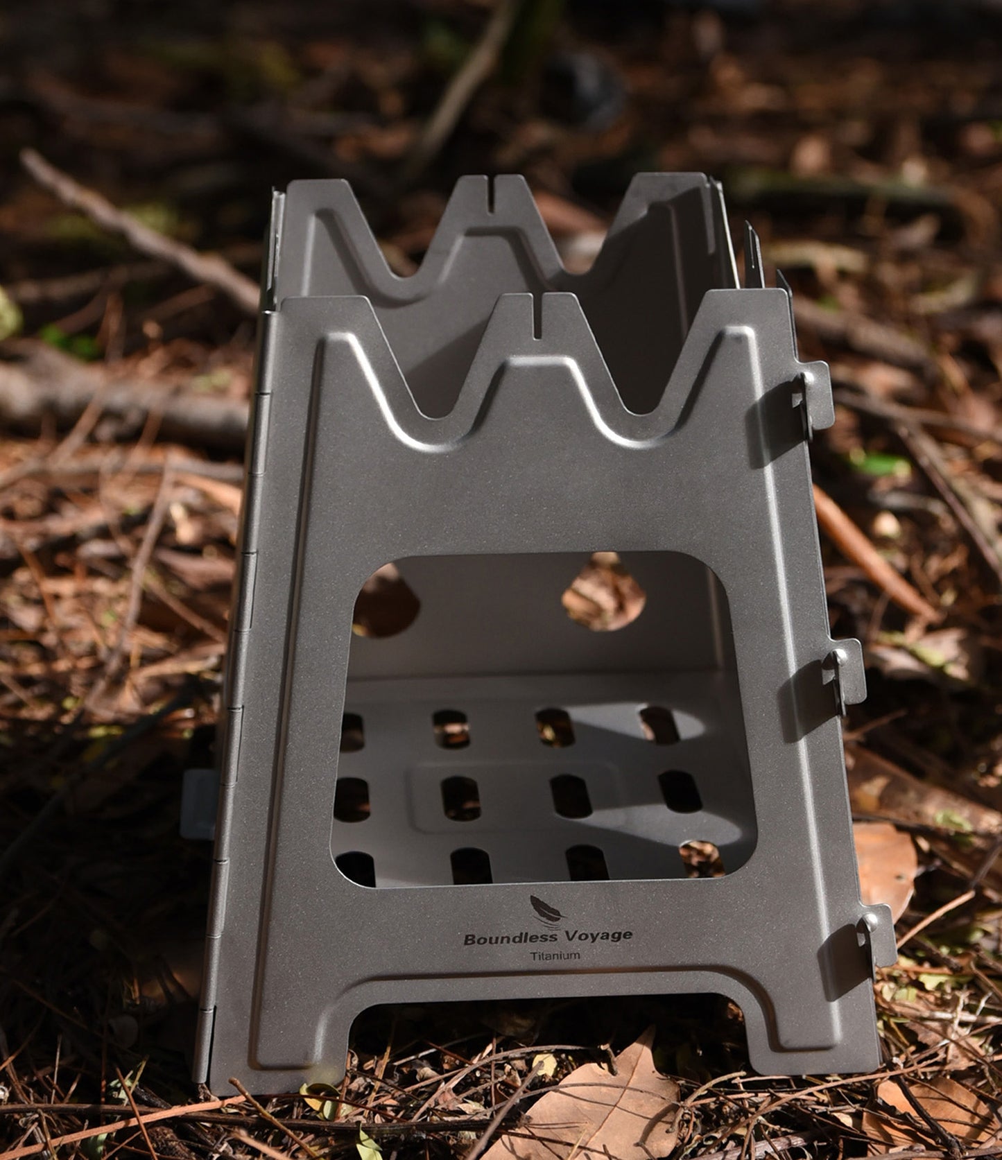 Boundless Voyage Outdoor Titanium Folding Wood Stove With Pot Bracket Camping Charcoal Burner Furnace