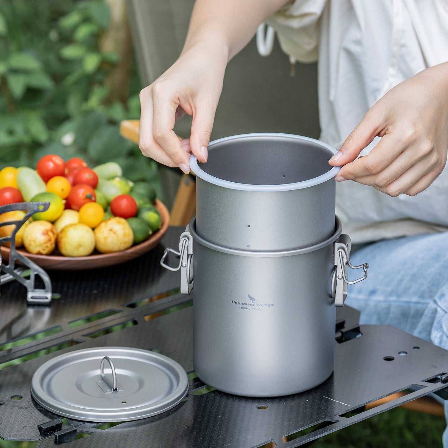Boundless Voyage Pure Titanium Camping Pot – Ultralight Cookware for Outdoor, Hiking & Travel