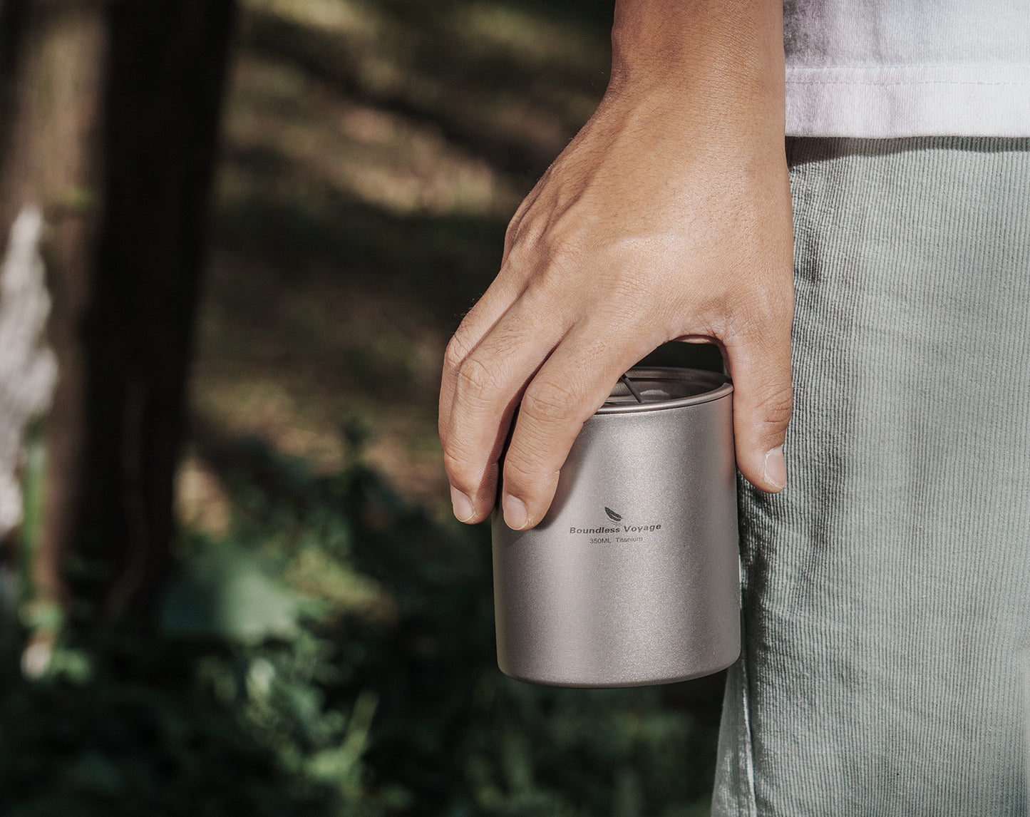 Boundless Voyage Double Walled Titanium Cup with Lid Outdoor Indoor Anti-scalding Mug Tableware 350ml