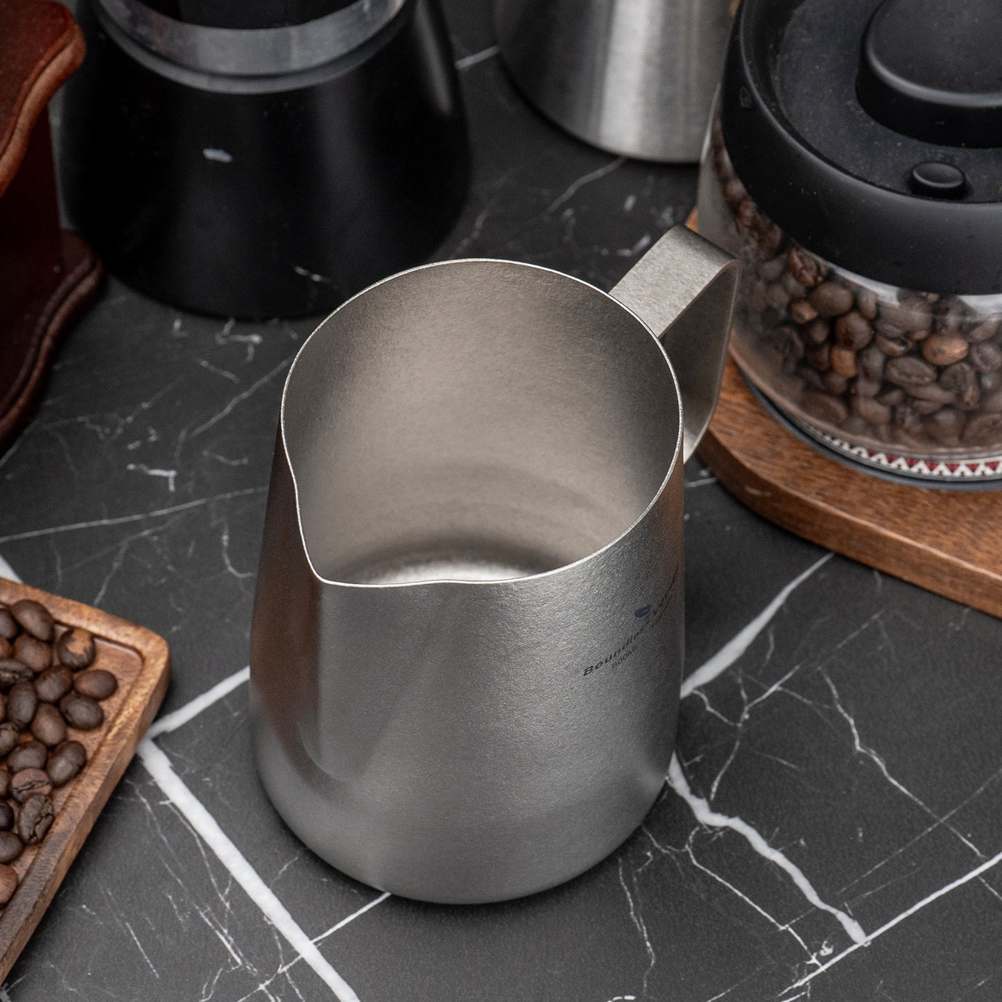 Boundless Voyage Titanium Espresso Steaming Pitcher Titanium Milk Frother Cup Barista Latte Art Round Spout Milk Jug Coffee Cup