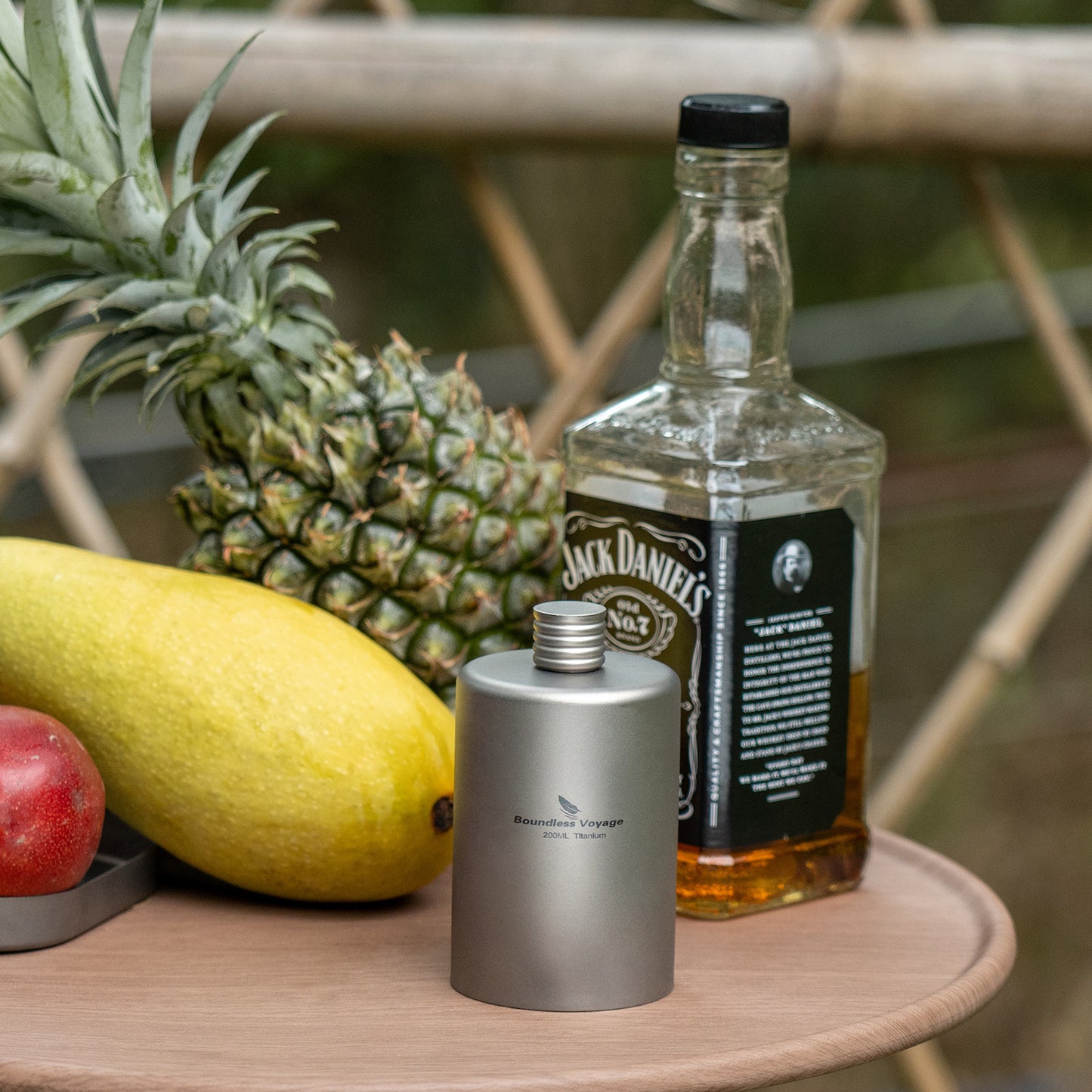 Boundless Voyage 200ml Titanium Pocket Flagon – Portable Camping Flask, Lightweight Hip Flask for Outdoor Adventures, Picnics, & Sports