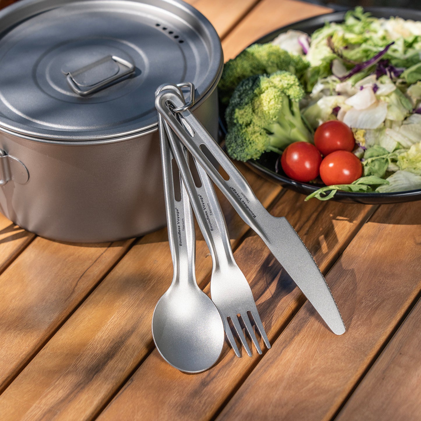 Boundless Voyage Titanium Knife Spoon Fork Chopsticks Set Outdoor Camping Ultralight Cutlery for Soup Meal Portable Tableware