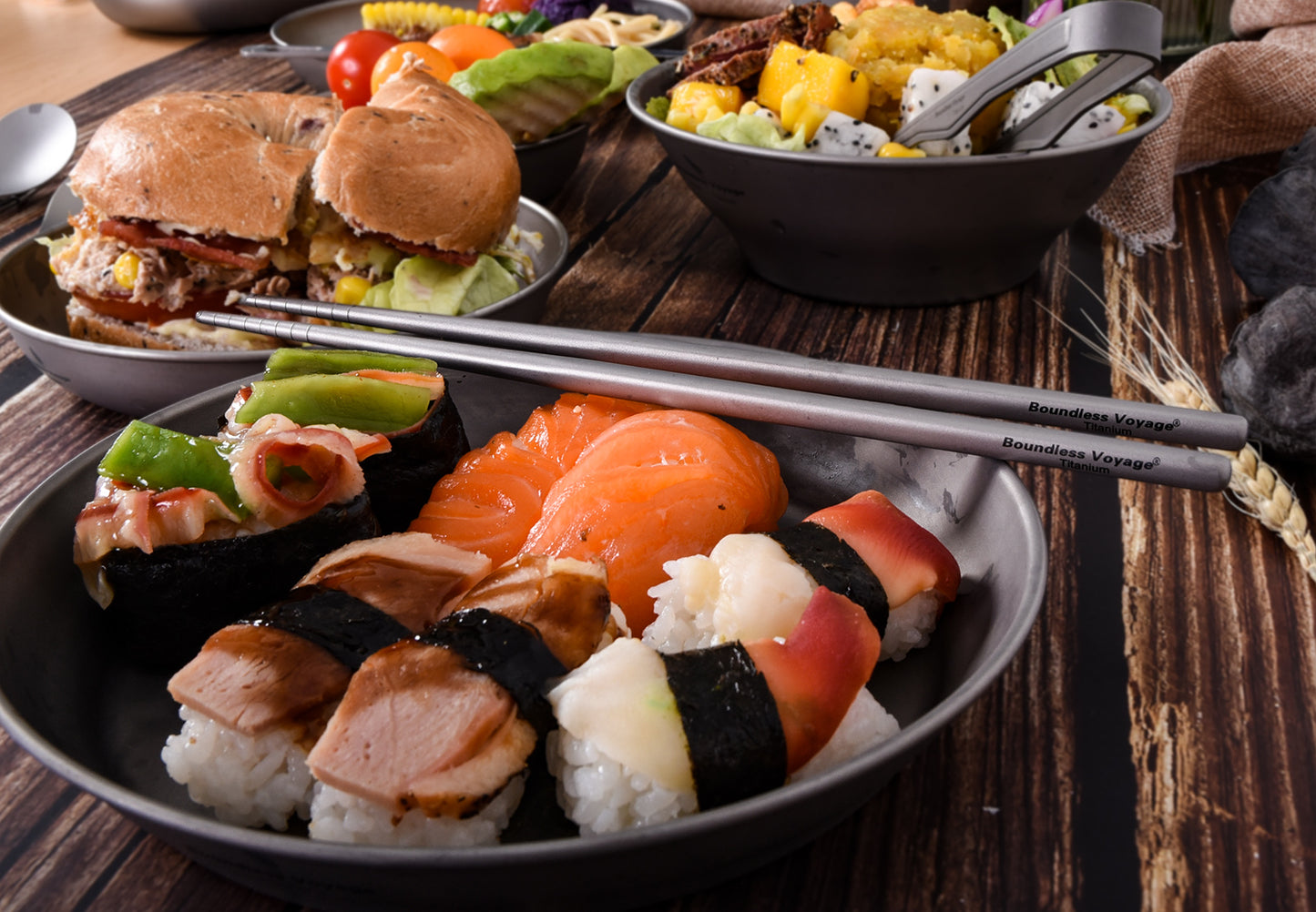 Boundless Voyage 23cm Titanium Square Chopsticks – Ultralight Reusable Cutlery for Home, Camping, Travel & Outdoor Dining